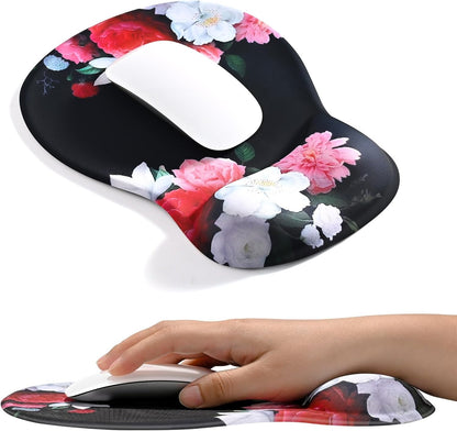 EooCoo Ergonomic Mouse Pad with Gel Wrist Rest Support, Middle Concave Design for Natural Wrist Alignment, Non-Slip Base Mousepad for Laptop, Computer, Office Desk Accessories, Carpal Tunnel Syndrome