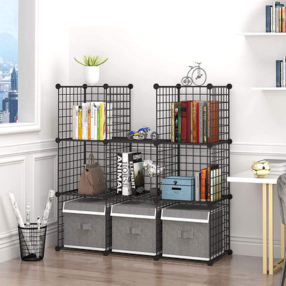 C&AHOME Wire Cube Storage, 6 - Cube Organizer Metal C Grids, Modular Shelves Units, Storage Bins Shelving, Closet Organizer, Ideal for Home, Office, Living Room, 36.6”L x 12.4”W x 36.6”H Black