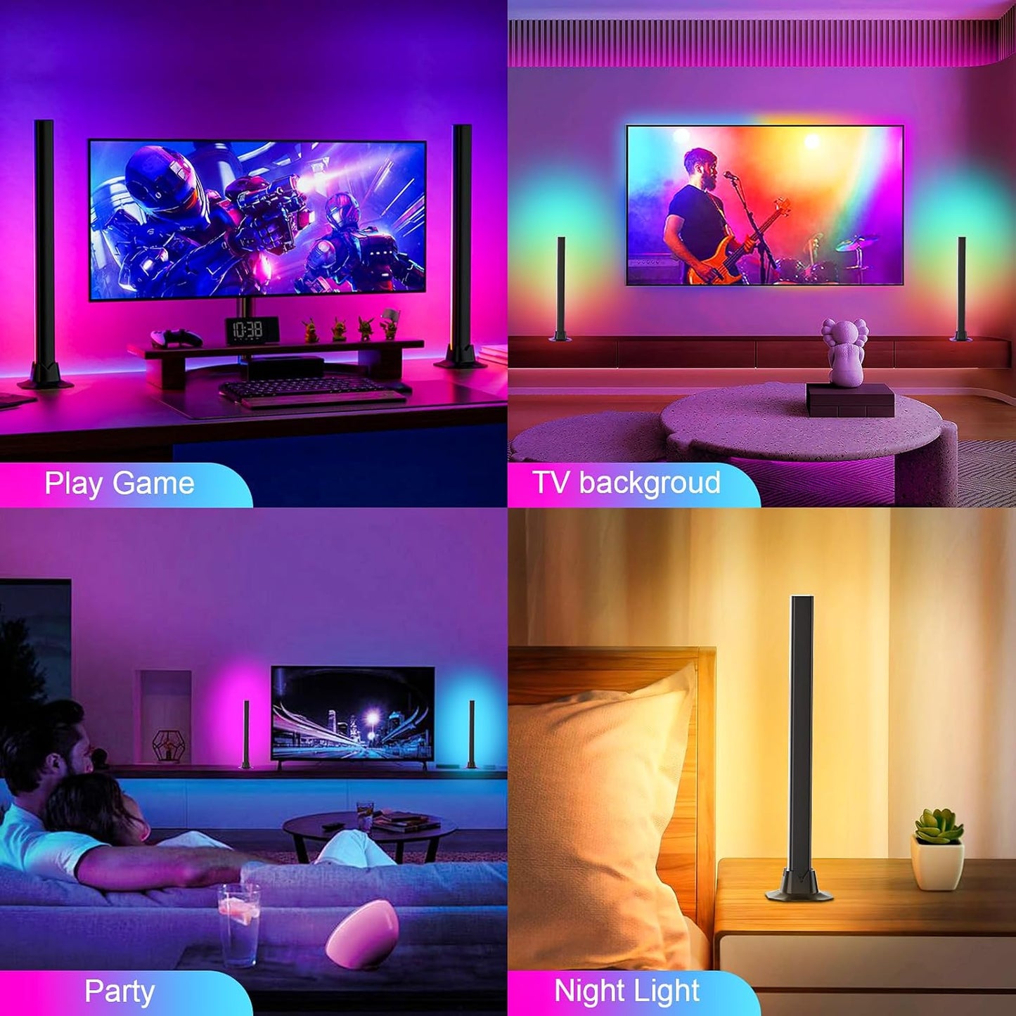 360° Smart Light Bar, RGB Light Bars, Crystal Ambient Mood Light with 16 Million Colors, 213 Preset & 8 Scene Modes, Music Sound Sync, 3 Modes Control, RGB & IC Backlight for TV/Monitor/Gaming/Room