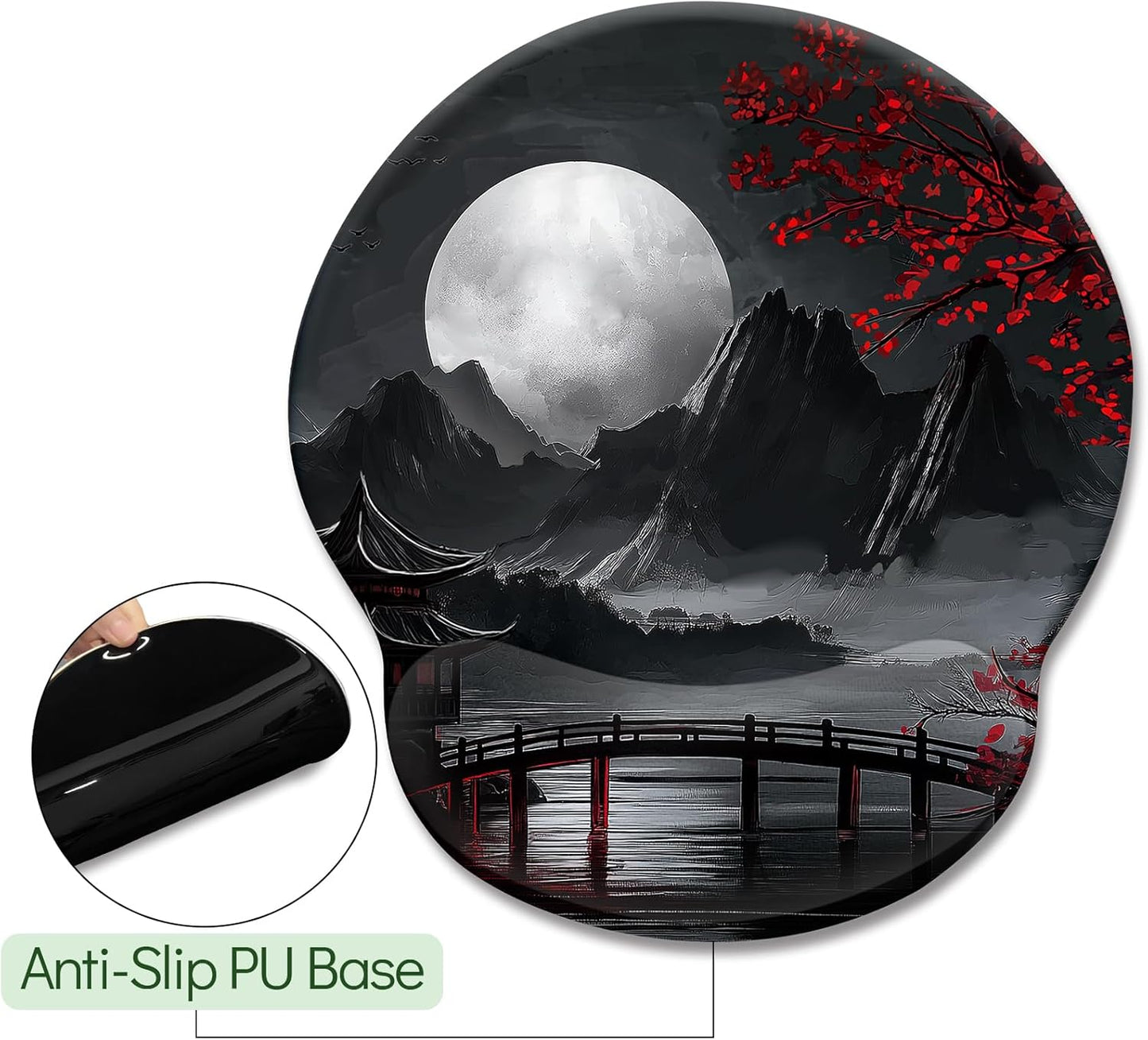 LIMKRIAN Cat Ergonomic Mouse Pad with Wrist Rest, Gaming Mouse Pad with Wrist Support, Funny Mouse Pads for Desk, Computer Mousepad with Non-Slip Pain Relief PU Base, Cute Office Desk Accessories