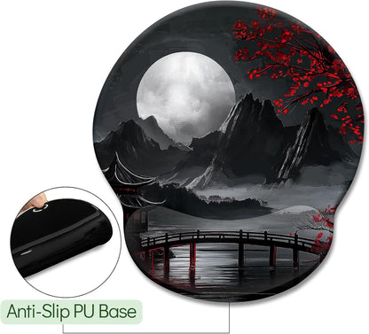 LIMKRIAN Cat Ergonomic Mouse Pad with Wrist Rest, Gaming Mouse Pad with Wrist Support, Funny Mouse Pads for Desk, Computer Mousepad with Non-Slip Pain Relief PU Base, Cute Office Desk Accessories