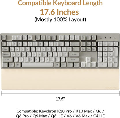 Silicone Wrist Rest for Keychron K10 Pro / K10 Max/ K10 HE / Q6 / Q6 Pro / Q6 Max / Q6 HE / V6 / V6 Max, 17.6" Non-Slip Palm Rest, 100% Full-Sized Mechanical Keyboards Support with Typing Pain Relief