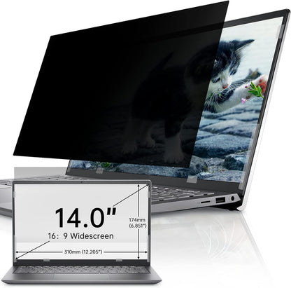 IPROKKO Laptop Privacy Screen 14 Inch 16:9 Aspect, Compatible with HP, Dell, Acer, Asus, Samsung, Lenovo Yoga & More, Removable Anti Blue Light Glare Spy Computer Monitor Filter Security Shield