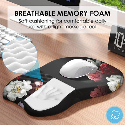 MROCO Ergonomic Mouse Pad with Wrist Support, Memory Foam Wrist Rest Mouse Pad, Non-Slip Base, Smooth Surface for Office & Home, Black