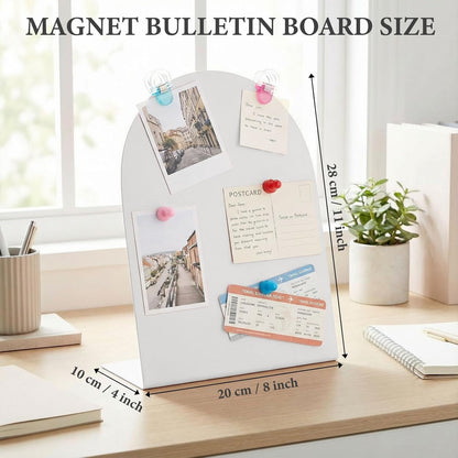 2 Pack Purple Magnetic Display Board, 11 × 8" Metal Desktop Magnet Bulletin Board, Anti-Slip Arch Memo Message Photo Display Board for Organized Space at Home, Office, Dorm, Store Table