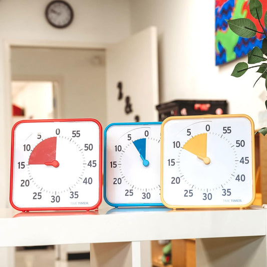 Time Timer 8 Inch Learning Center Classroom Set — 60 Minute Visual Timer for Kids with Dry Erase Activity Cards for Kids Classroom, Learning Centers and Teachers Desk Clock, Secondary (3-Pack)