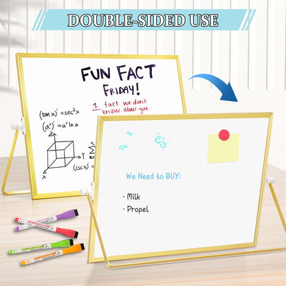 Dry Erase Magnetic White Board, 16" x 12" Double-Sided Desktop Whiteboard with Stand, Portable Small Whiteboard Set for Drawing, Office, Home