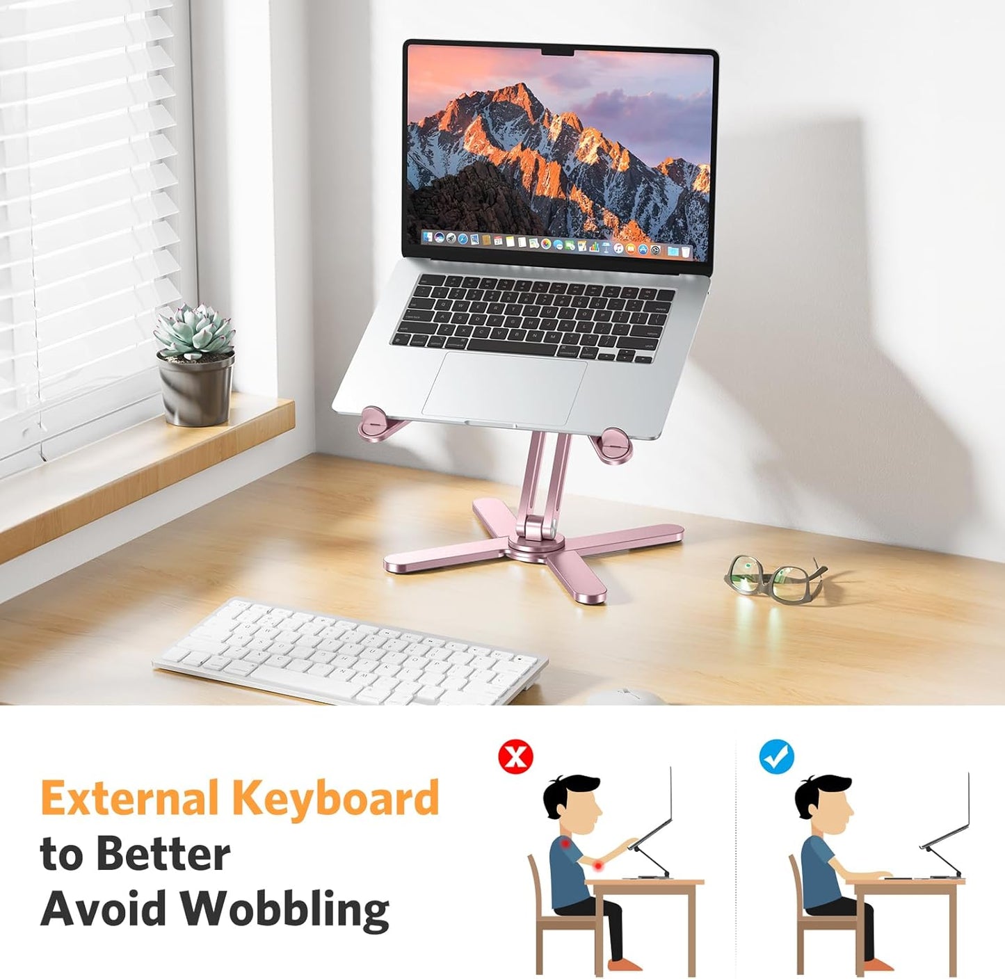 OMOTON LA10 360° Rotating Laptop Stand Riser for Desk, Ergonomic Foldable Computer Stand Adjustable Height Angles for Collaborative Work, Easy Storage Fit Macbooks,All Laptops up to 16 inches, Silver