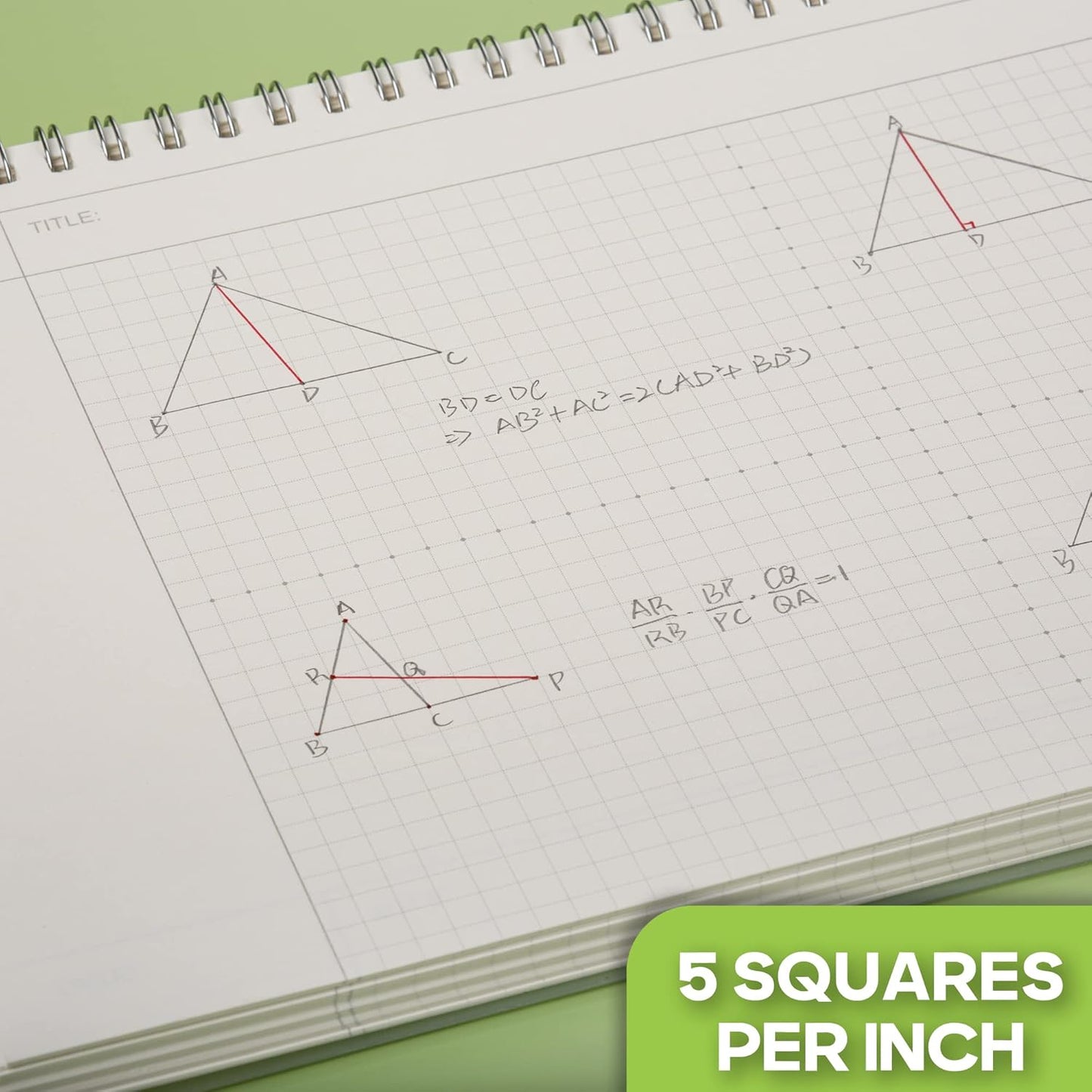 TWONE Graph Paper Notebook, 4 Pack Spiral Notebook with Plastic Cover, 60 Sheets, 7" x 10" for Home, School, Math, Algebra, Geometry, Mind Maps, Decision Trees