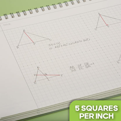 TWONE Graph Paper Notebook, 4 Pack Spiral Notebook with Plastic Cover, 60 Sheets, 7" x 10" for Home, School, Math, Algebra, Geometry, Mind Maps, Decision Trees