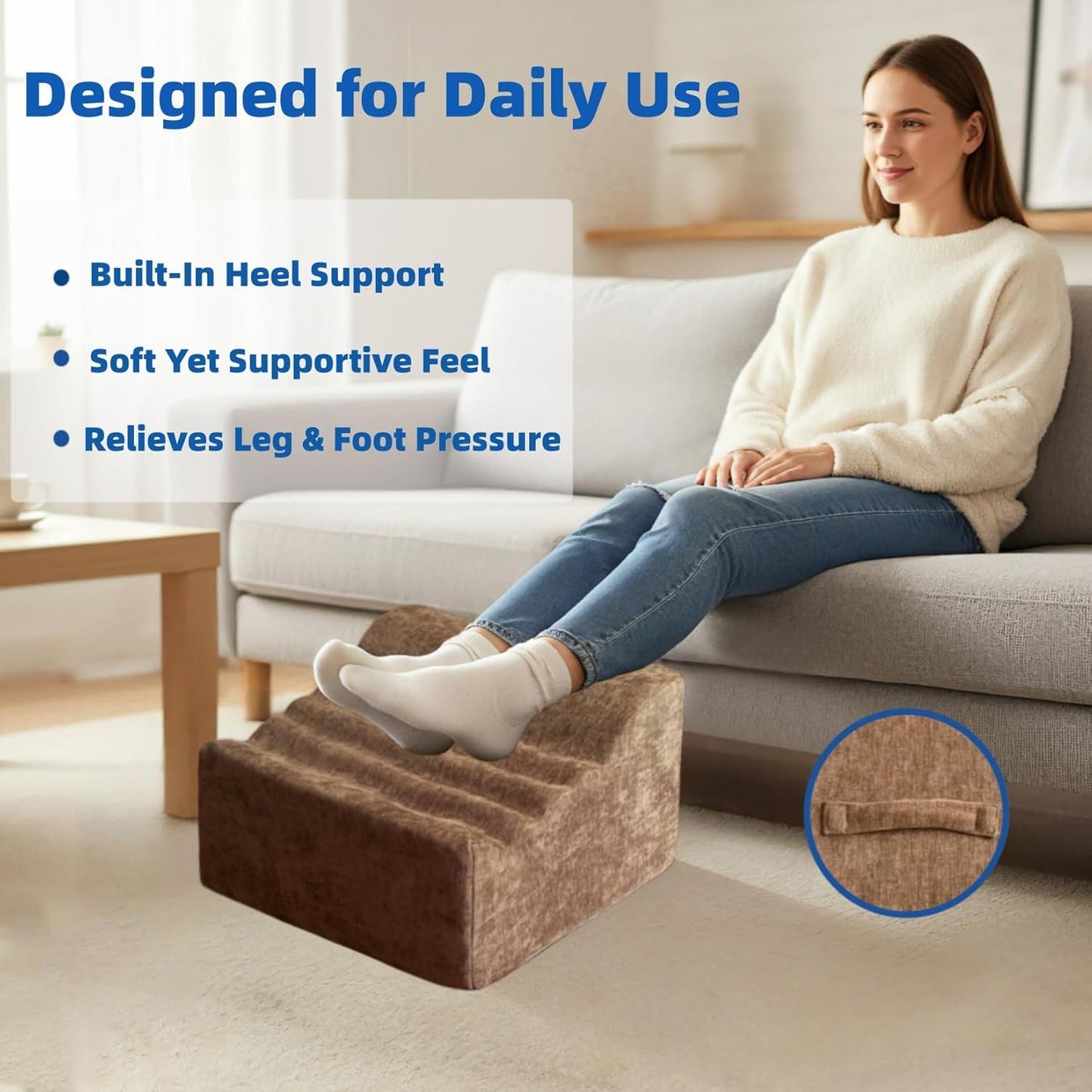 Foot Rest Under Desk, Ergonomic Foot Stool, Comfortable Office Footrest with Curved Design, with Washable Cover for Home and Office, Relieves Leg Pressure (Dark Gray)