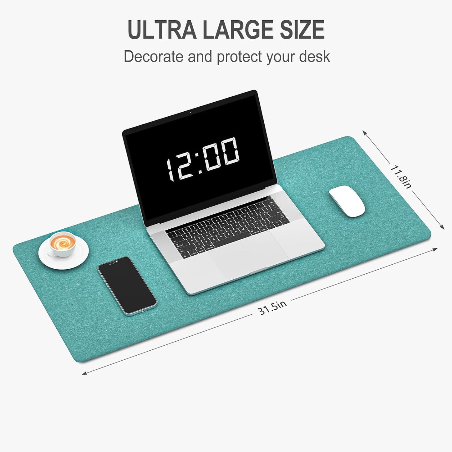 Auhoahsil Felt Desk Mat, Minimalist Large Mouse Pad XXL 35.5 x 15.7 in, Desk Matt for Desktop, Keyboard, Laptop, Computer, Office, Work from Home, Gaming, White