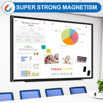 H-Qprobd 6'x4' Large Magnetic White Board Dry Erase Whiteboard with Black Aluminum Frame, 72"X48" Magnet Presentation Wall Boards for Office, Classroom, School, Home