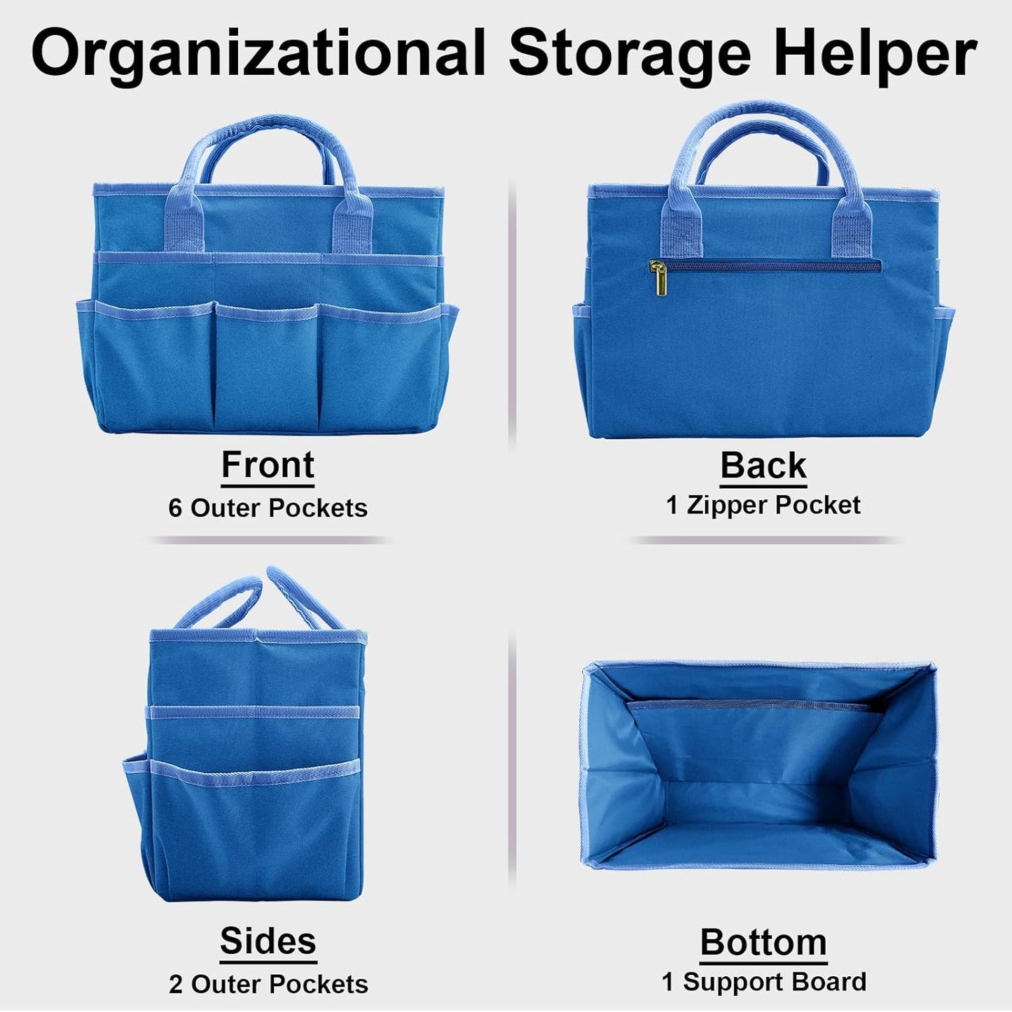 Cupohus Art Organizer Craft Storage Tote Bag with Pockets and Handles, Oxford Fabric Carrying Caddy for Teacher, Officer, Artist, Traveler –Purple