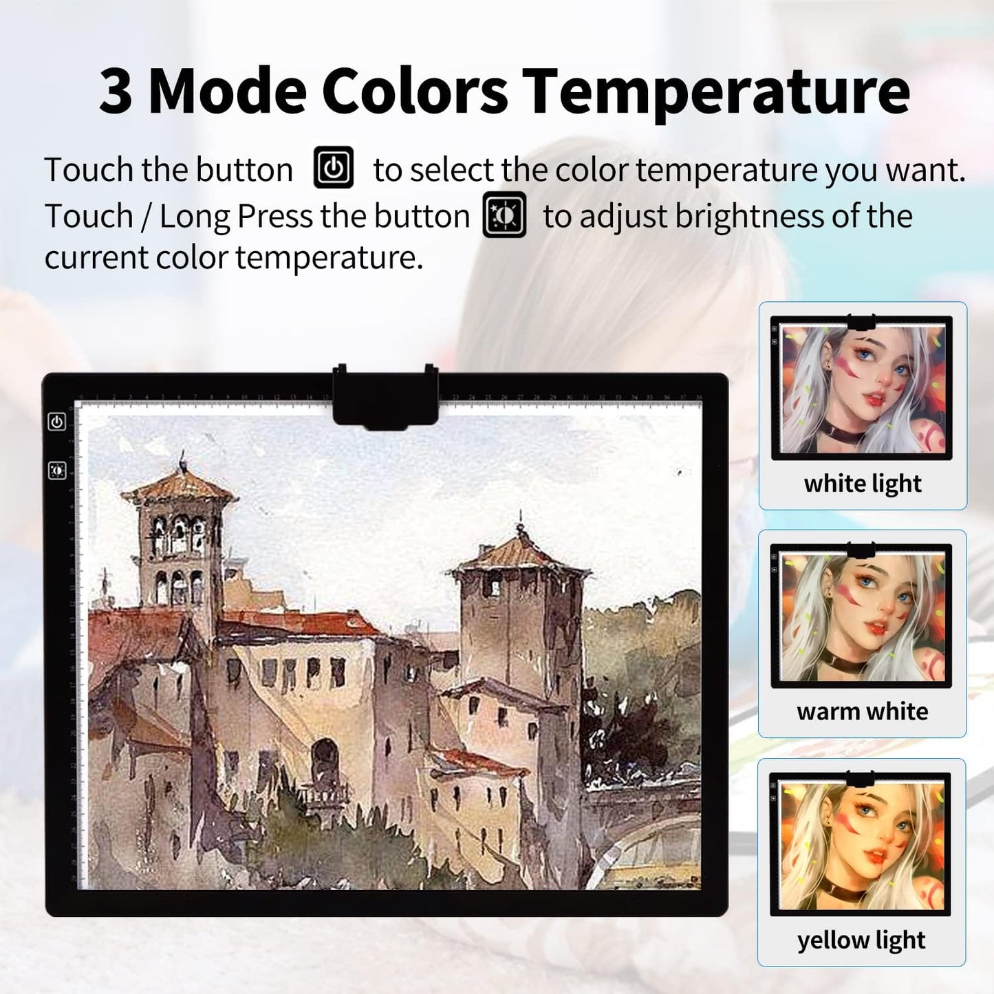 Rechargeable A4 Light Pad with Innovative Stand and Top Clip, Elice Wireless Bright Light Tracing Board Portable LED Artcraft Tracer Box for Artists, Drawing, Cricut Weeding Vinyl, Diamond Painting