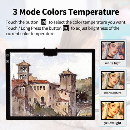 Rechargeable A4 Light Pad with Innovative Stand and Top Clip, Elice Wireless Bright Light Tracing Board Portable LED Artcraft Tracer Box for Artists, Drawing, Cricut Weeding Vinyl, Diamond Painting