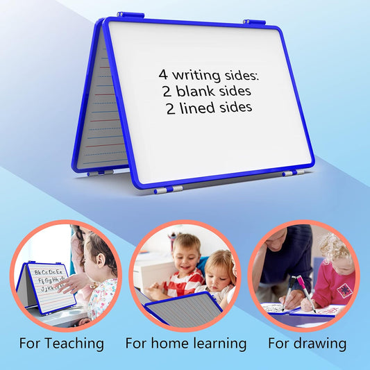 Magnetic Small Dry Erase White Board, 4 Writing Sides Desktop Whiteboard Small White Board for Kids, 11.5x17” Foldable Whiteboard for School Office Desk