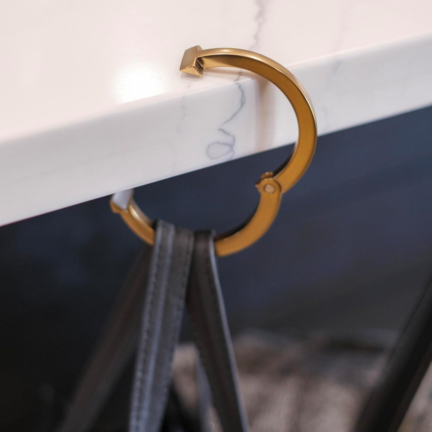 Attaché Purse Hook for Table - Portable Bag Hanger, Strong Durable Handbag Holder - 35lb Capacity Desk Hanger, Premium Bag Clip with Gift Box, Anti-Slip Car Tote Accessory - Aria Gold