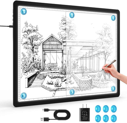 Heanolier A4 LED Copy Board Light Tracing Box,Super Bright Magnetic Light pad with Side physical Buttons,Adjustable Corded Light Table for Tattoo Transferring,Drawing, Light Board for Diamond Painting