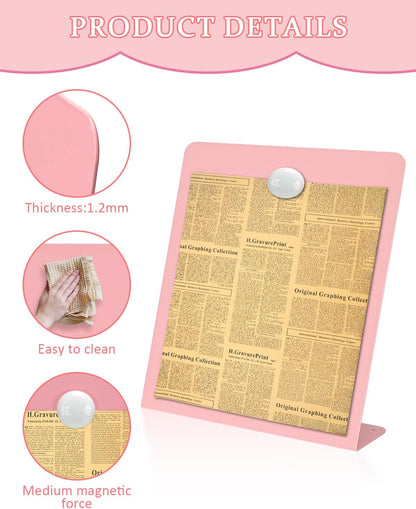 Magnet Board - Pink, 11 x 12.6 x 2.4 in, Standing Magnetic Board for Desk, Magnetic Display for Memos, Photos & Documents, Bulletin Board for Home Office School Kitchen Table Supplies(PK-FX2832-1P)