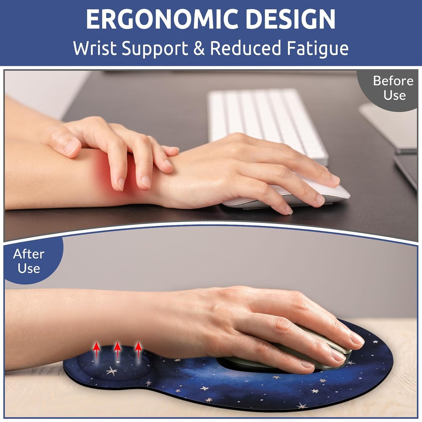 KONVINIT Ergonomic Mouse Pad with Wrist Rest, Small Mousepad with Non-Slip Rubber Base and Smooth Surface, Beach Mouse Pads for Desk, Office Desk Accessories