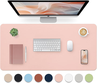 Bloss Leather Desk Pad and Keyboard Wrist Rest, Large Mouse Pad + Keyboard Pad+Mouse Wrist Support, Non-Slip Desk Mat Protector for Office, Home(31.5×15.7 Inches,Beige) - Colors A