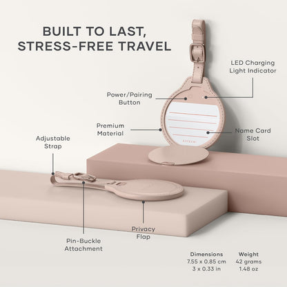 Satechi FindAll Smart Luggage Tag with Find My, TSA-Friendly, Airport Tracking, Left-Behind Alerts, Loud Audible Chime, Wireless Rechargeable, Works with iPhone, iPad, Mac – Desert Rose