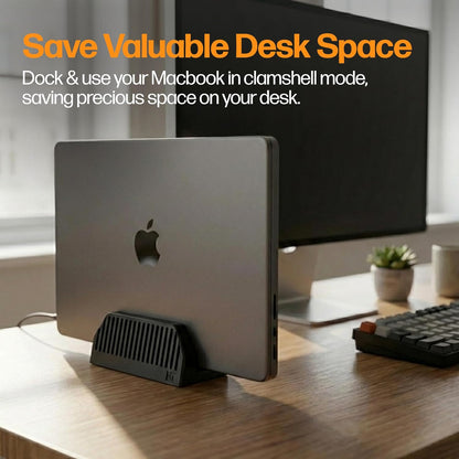 Dual Laptop Stand for Desk – Vertical Laptop Stand 2 Slot Spring-Powered Auto Adjust – Dual Vertical Laptop Stand for MacBook Pro Air – Space Saving Laptop Holder Vertical – Made in NYC