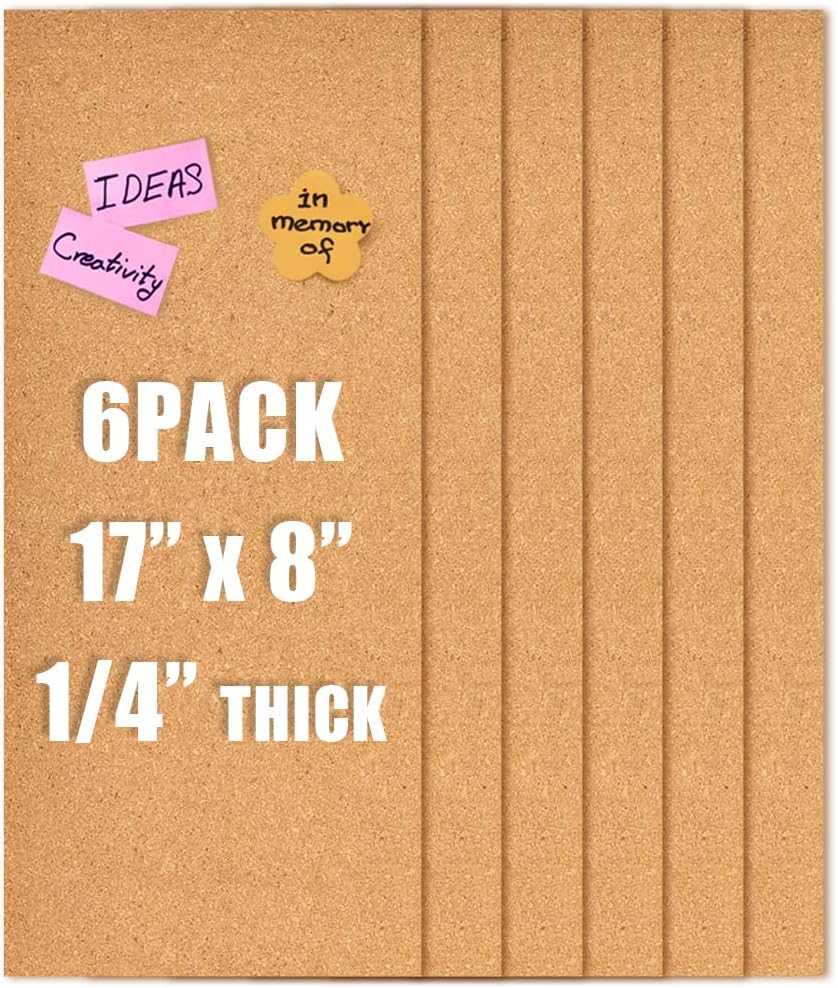 17x8 Corkboard Tiles Bulletin Board, 1/2" Thick Self-Adhesive Cork Boards for Walls, Cork Tiles Vision Board for Home, Office, School, Bulletin Board Decorations(12mm,1pc)