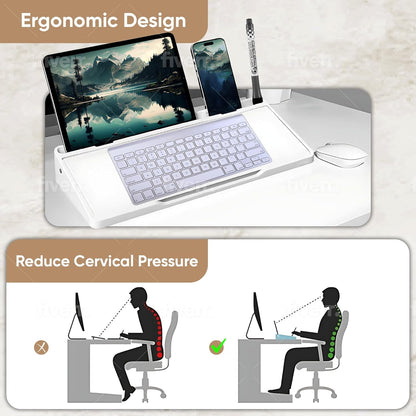Desktop whiteboard - Glass Desk Dry Erase board with storage- Desk buddy memo board for computer monitor- EXTRA STICKERS Weekly Organizer and Ruler- work from home and office