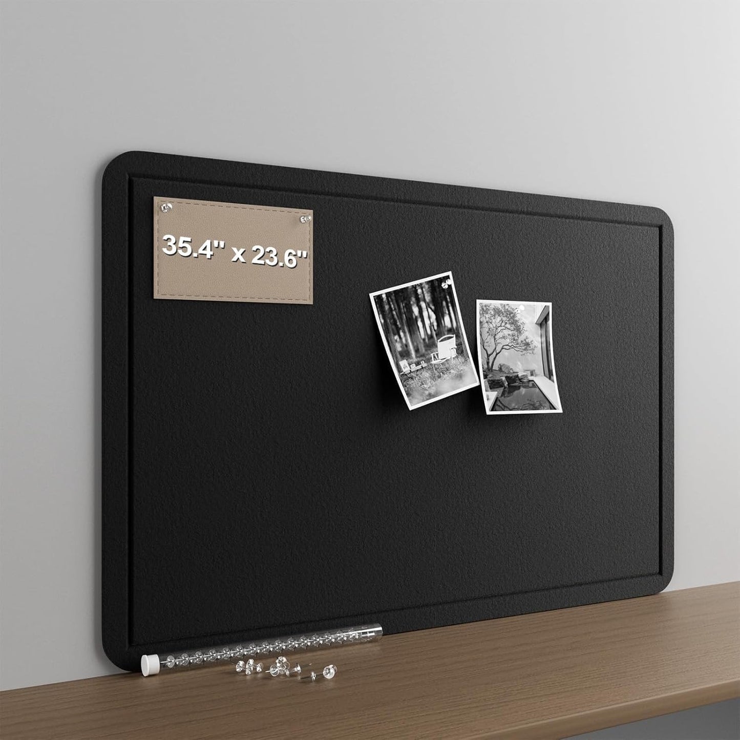 Large Felt Bulletin Board for Wall, 24"x18" Frameless Picture Board, Soft Felt Cork Board for Office, Home Planning & Office Wall Decor, Easy Install Pin Board