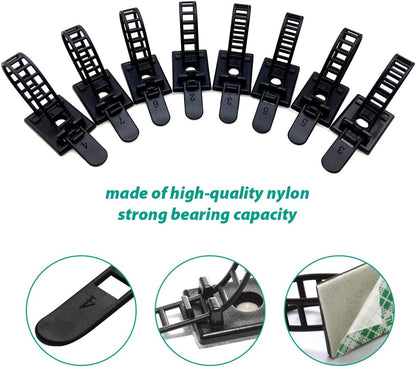 25 Pieces Desk Wire Organizer Cable Ties Zip Ties Adhesive Cord Clips Cable Management Cord Keeper Desk Wire Management