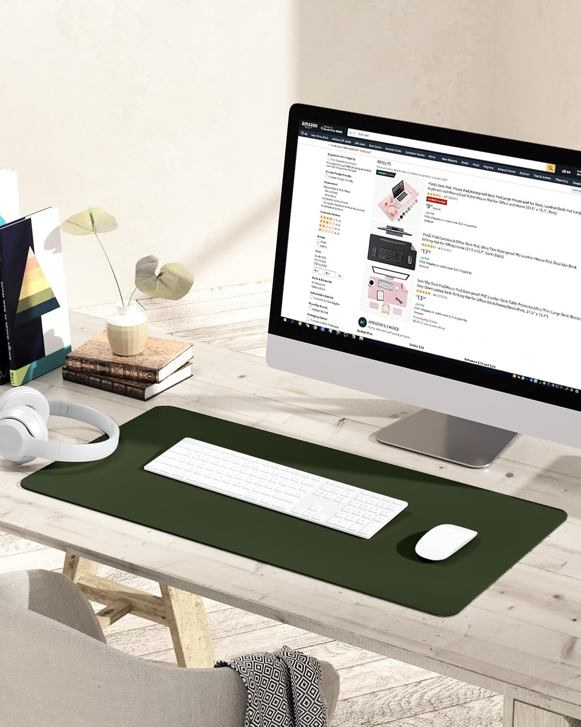 YSAGi Non-Slip Leather Desk Pad, Waterproof Laptop Computer Desk Keyboard Mat, Table Protector Blotter Mat, Large Mouse Pad for Office/Work/Home/Decor(Black, 31.5" x 15.7")