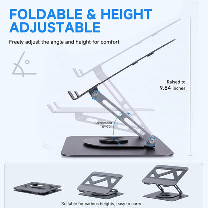 Leeboom Laptop Stand for Desk, Ergonomic Adjustable Aluminum Foldable Portable Computer Stand, Lecterns & Podiums, Fits 10-15.6" MacBook Air Pro HP Lenovo Dell Laptops & Tablets(Silver)
