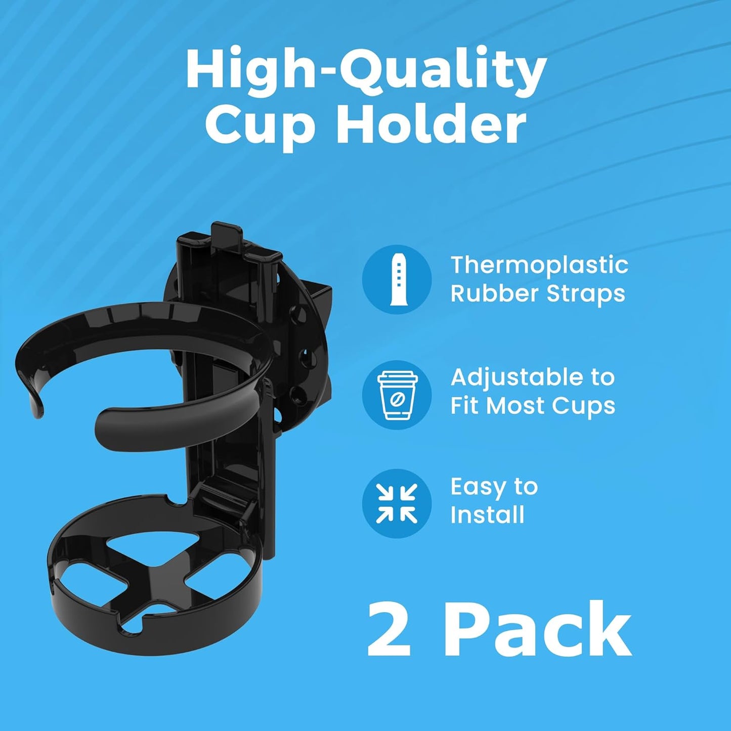 Mobility Cup Holder For Adults - Portable Drink Holder for Wheelchair - Compatible with Walker, Rollator, Transport Chair or Scooter - Easy to Install, Removable, Adjustable & Foldable Cup Carrier