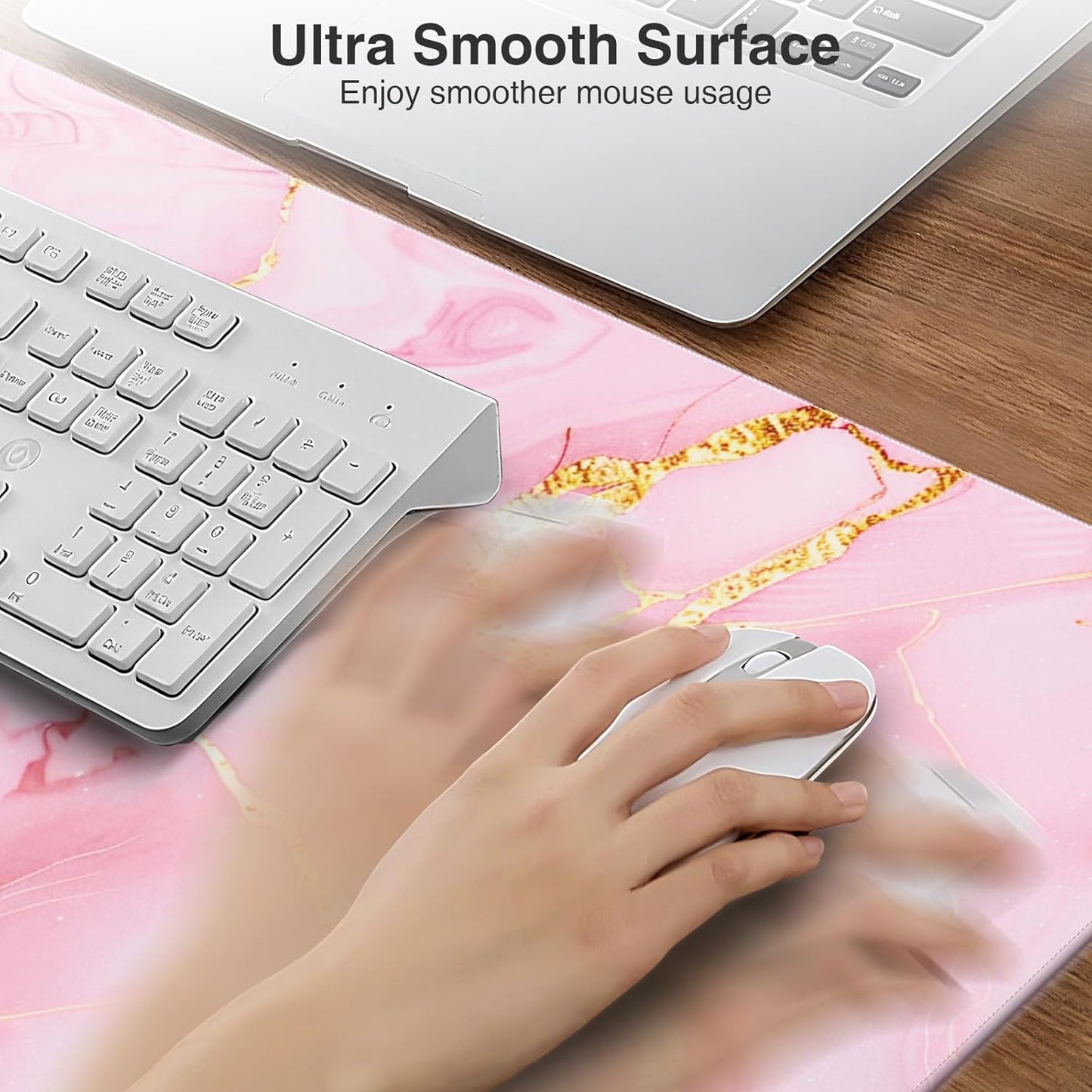 Wireless Charging Mouse Pad with Foldable Phone Holder, 31.5"x15.8" Large Desk Mat for Laptop/Keyboard, Waterproof Ultra-Smooth Surface, Non-Slip Base, Black