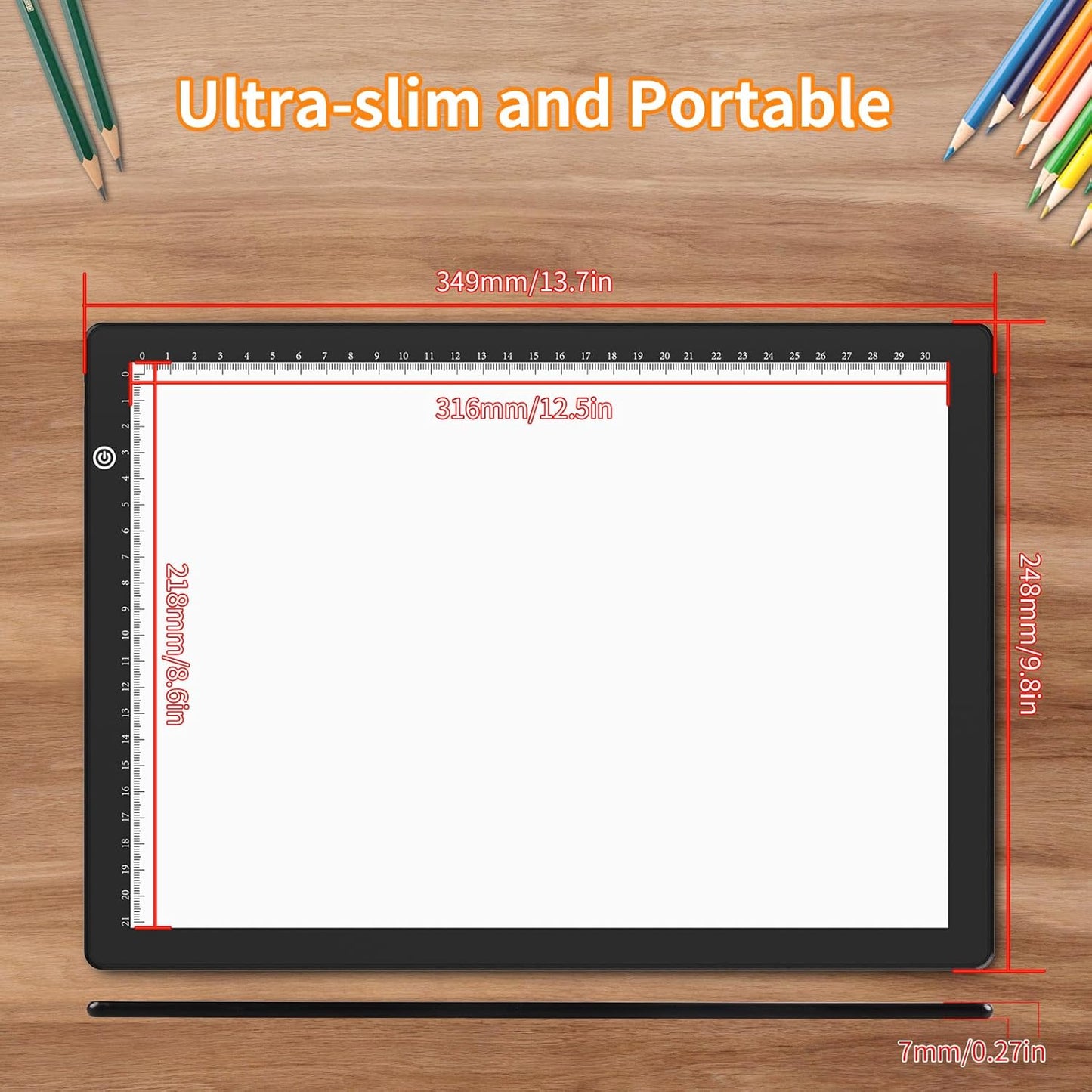 KOBAIBAN A4 Light Pad with 4 Clips, Ultra-Thin LED Light Board for Diamond Painting, Stepless Dimmable Brightness USB-C Power Light Table for Tracing, Light Box for Sketching, Drawing, Weeding Vinyl