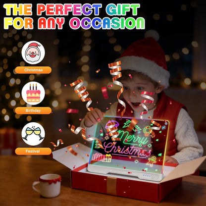 16-Inch LED Drawing Board for Kids, Rechargeable LED Doodle Board with 7 Light Modes & Built-in Stand, LED Note Board, Great Art Gift for Boys and Girls