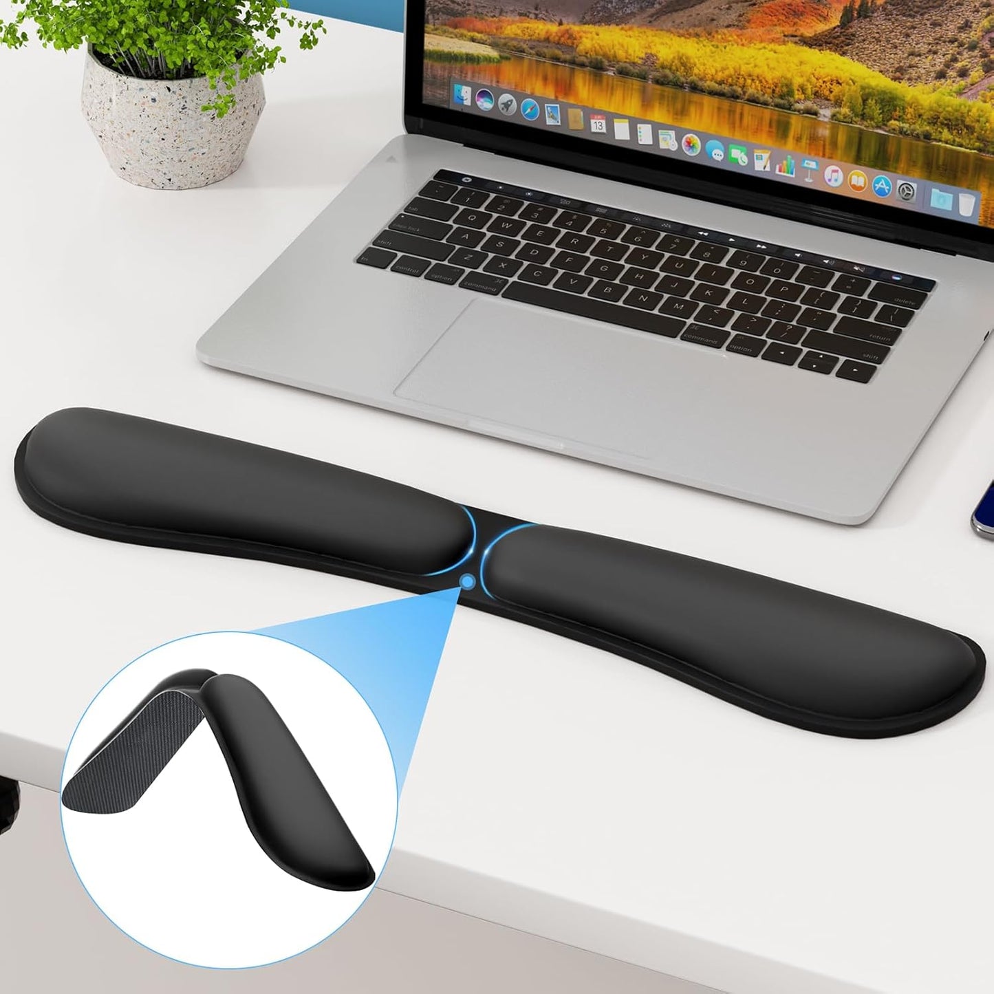 KTRIO Ergonomic Keyboard Wrist Rest and Mouse Pad with Wrist Rest Set, Memory Foam Wrist Support for Typing, Gaming, Office and Home Use, Black