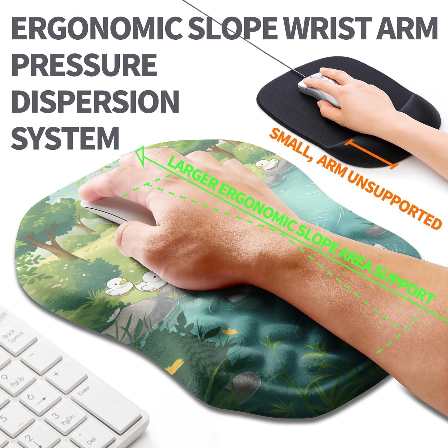 Ergonomic Slope Mouse Pad Wrist Support, Wrist Rest Mousepad for Carpal Tunnel Pain Relief with Massage Bulge and Slow Rebound Memory Foam (12x8 inch, Black)
