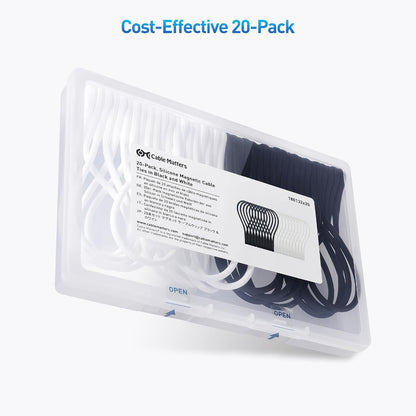 Cable Matters 10-Pack Ultra Strong Silicone Magnetic Cable Ties, Magnetic Cord Ties/ZipTies/Cord Organizer, Black and White