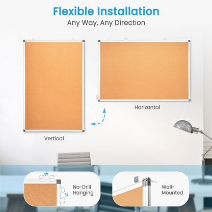 Weekly Dry Erase Calendar Whiteboard for Wall, 24" x 18" Double-Sided Weekly Planner White Board Cork Combo, Hanging & Wall Mount Week Bulletin Board with Notes for Home, Office, School, Kitchen