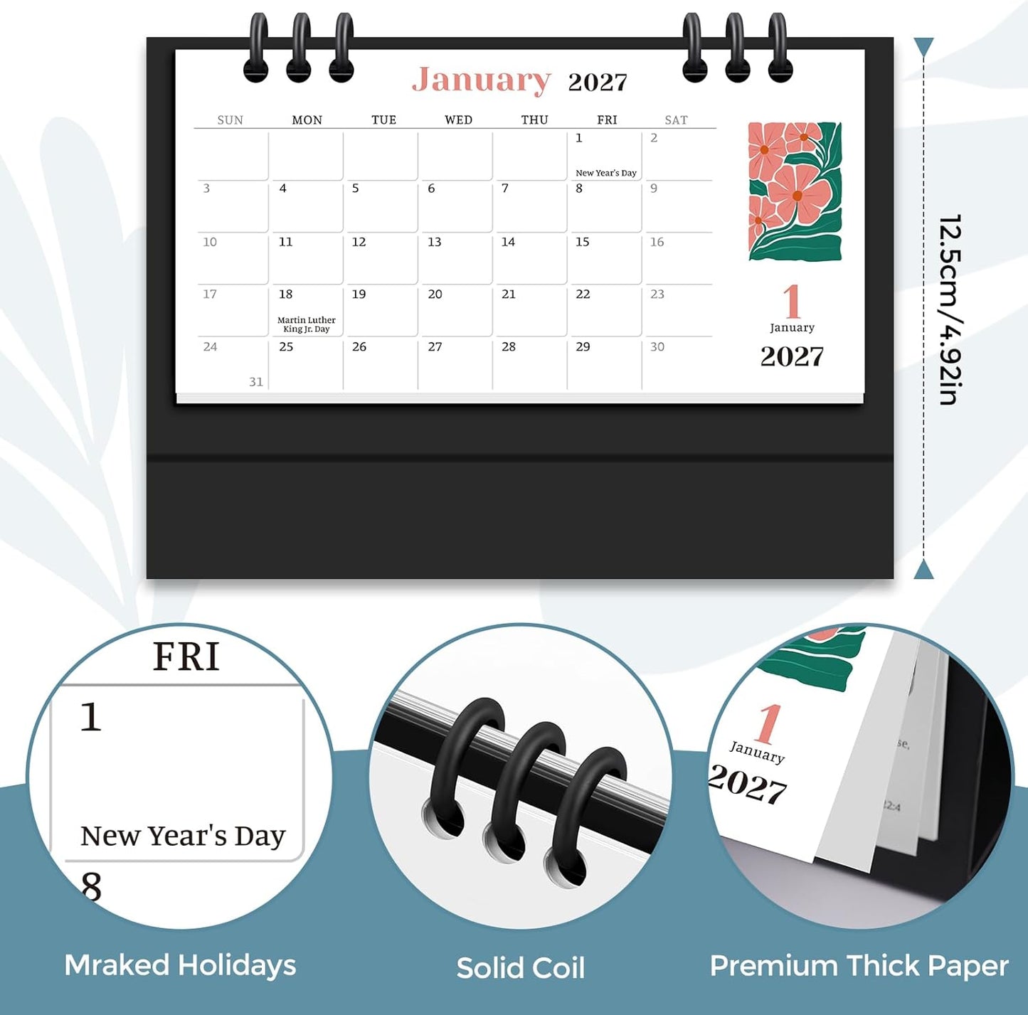 KONVINIT Small Desk Calendar 2026-2027, 6.3" x 3.1", 2026 Desk Calendar - Runs From January 2026 Until December 2027, 24 Months Mini Desktop Calendar for School, Home and Office Supplies