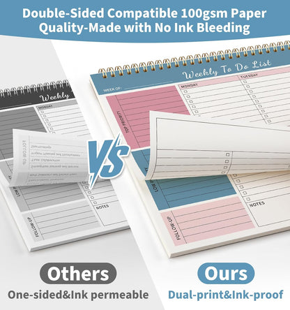 104 Pgs Weekly To Do List Notepad, 52 Duplex-Printed Undated Sheets 100 GSM（8.5"×11") Weekly Desk Planner For Work Home School Office Desk Accessories Supplies & Goal Setting Tasks - Green