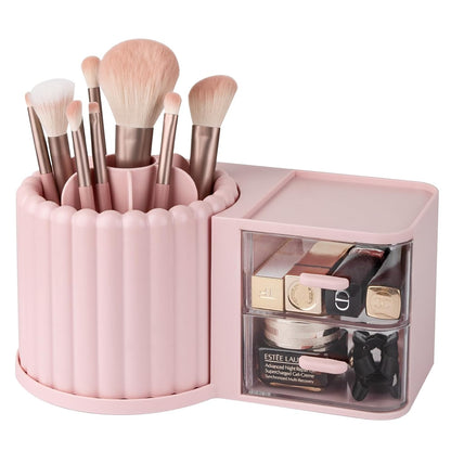 Anyoifax 360 Rotating Makeup Brush Holder 7 Slots Make Up Brush Organizer Removable Spinning Cosmetic Brushes Storage Pen Holder for Vanity, Dresser, Desk, White