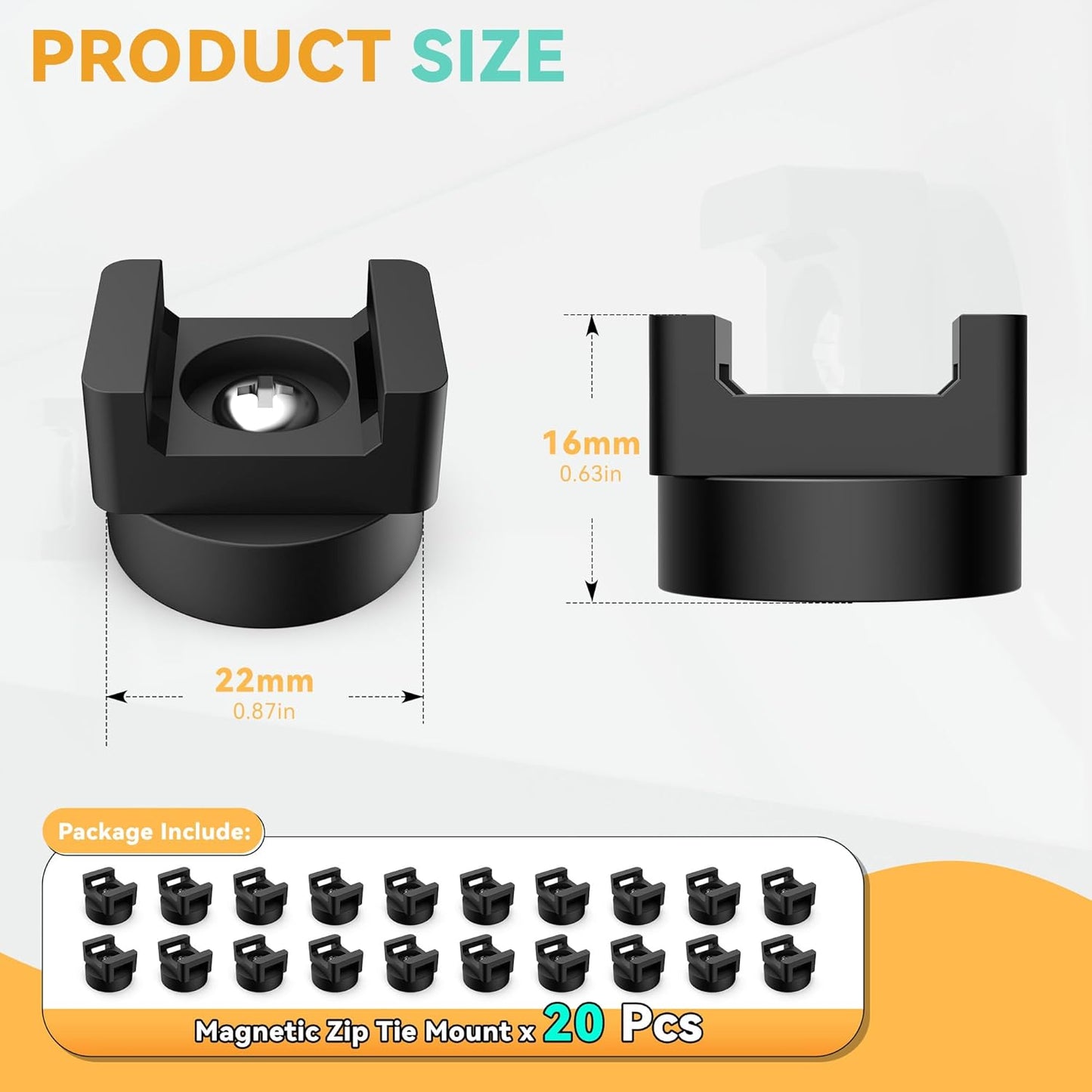 110 Pcs Magnetic Zip Tie Mount Base 26lbs Strong Magnetic Zip Tie Holder Multipurpose Magnet Cable Tie Clips Holder Wire Management Clips for Home Office Marine Electrical Wiring Organization Black