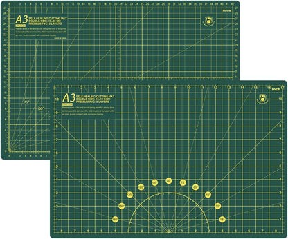 HEADLEY TOOLS 18" x 24" Thickened Self Healing Cutting Mat, A2 Rotary Cutting Sewing Mat for Crafts, Double Sided 5-Ply Table Cutting Board for Fabric Quilting Leather Arts Hobby Project, Grey/Black