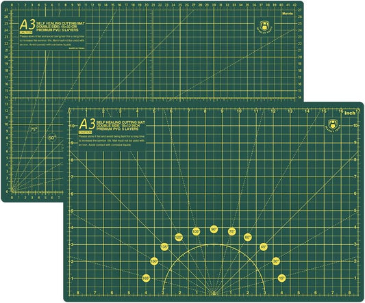 HEADLEY TOOLS 18" x 24" Thickened Self Healing Cutting Mat, A2 Rotary Cutting Sewing Mat for Crafts, Double Sided 5-Ply Table Cutting Board for Fabric Quilting Leather Arts Hobby Project, Grey/Black