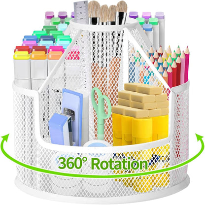 Pencil Holder, Rotating Desk Organizer, Metal Pen Organizer Mesh Pen Holder Office Desk Accessories Cute Office, School, Home,Art Suppliers (Black)