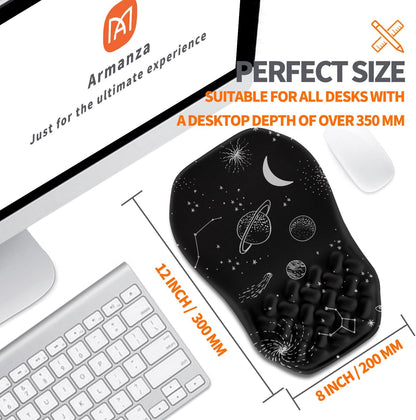Ergonomic Slope Mouse Pad Wrist Support, Wrist Rest Mousepad for Carpal Tunnel Pain Relief with Massage Bulge and Slow Rebound Memory Foam (12x8 inch, Black)